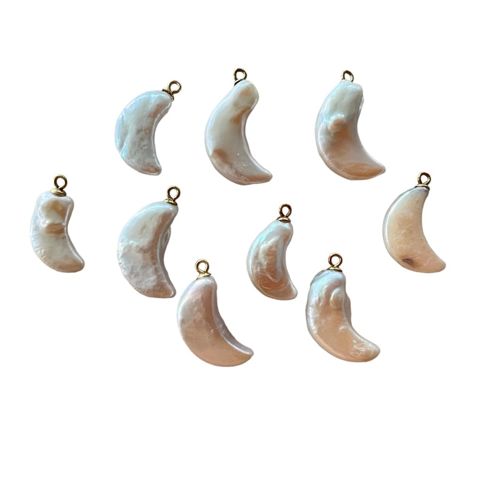 Moon-shaped natural baroque pearl charm with 18k gold plate